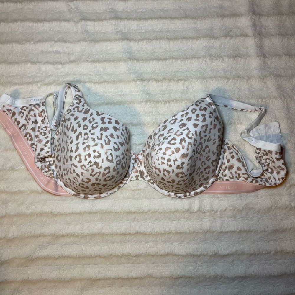Cacique Lane Bryant 44DDD lightly lined t-shirt bra leopard NWOT